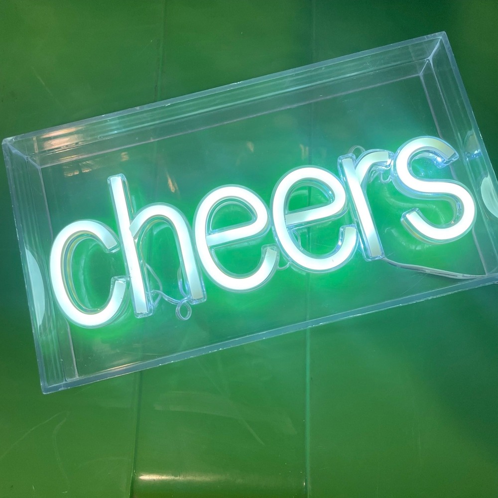 Cheers LED Sign White Light Lighted Decor Home Bar Kitchen Party 9 x 5 inch